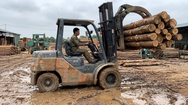 xe nâng lốp kép cũ